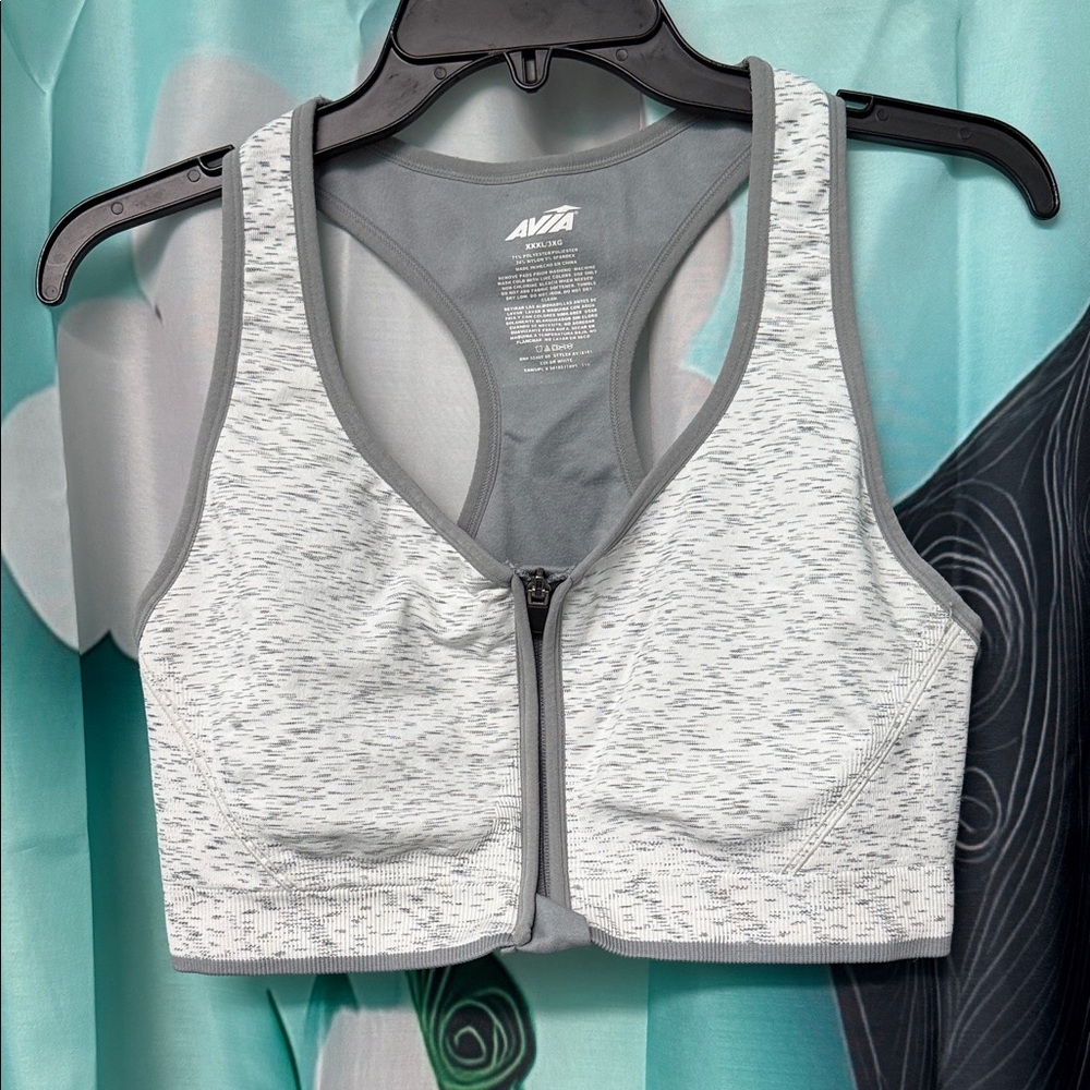 Avia Women's Light Gray Zip-Front Sports Bra, 3 pack